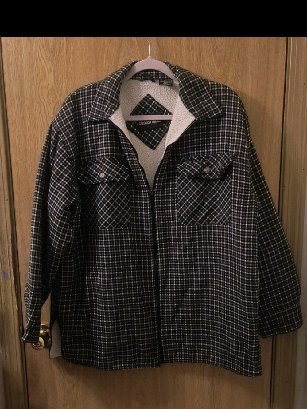 Vintage 90s Cedar Hill Plaid Sherpa Lined Flannel Jacket Men’s M/L (P2P 23”)